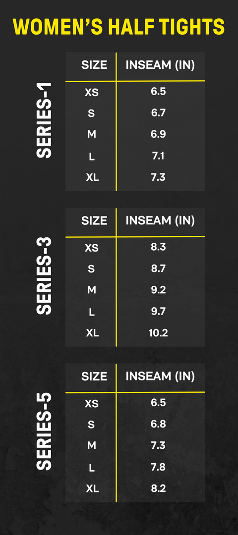 WOMEN'S HALF TIGHTS INSEAMS