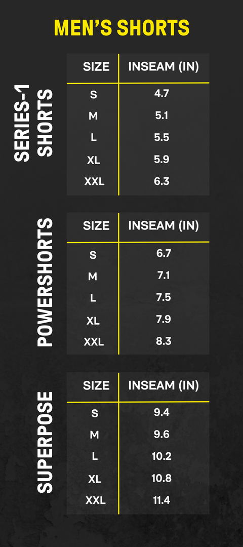 MEN'S COMPRESSION SHORTS INSEAMS