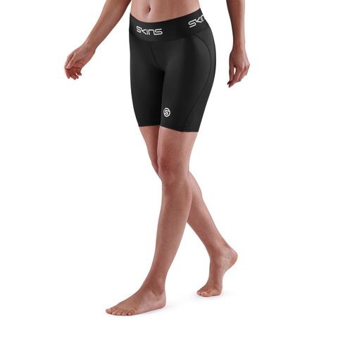 SKINS SERIES-1 WOMEN'S HALF TIGHTS BLACK
