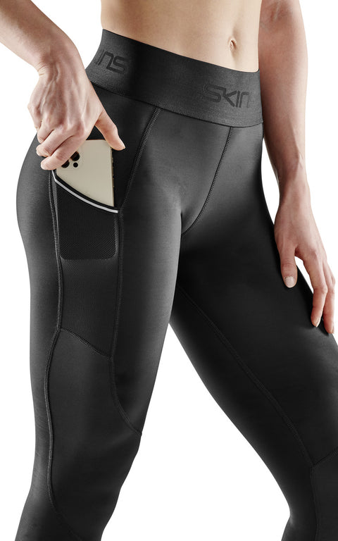SKINS SERIES-3 WOMEN'S LONG TIGHTS POCKET BLACK