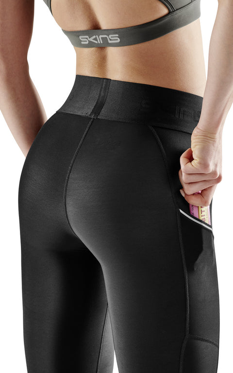 SKINS SERIES-3 WOMEN'S THERMAL LONG TIGHTS BLACK (WITH POCKET)