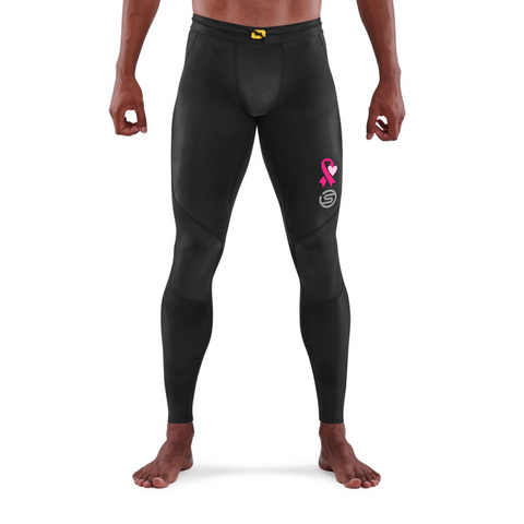 SKINS SERIES-3 MEN'S LONG TIGHTS BLACK (BREAST CANCER LOGO)