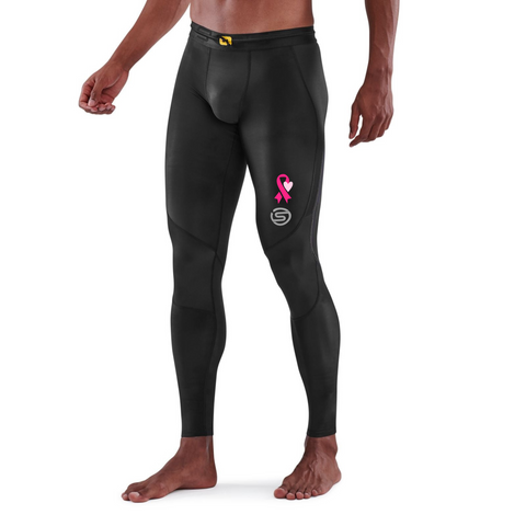 SKINS SERIES-3 MEN'S LONG TIGHTS BLACK (BREAST CANCER LOGO)