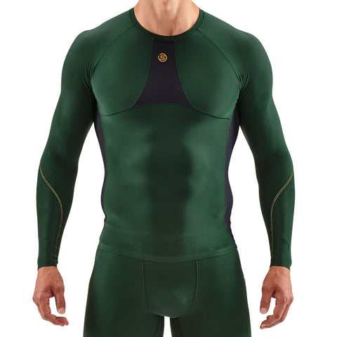 SKINS SERIES-5 MEN'S LONG SLEEVE TOP GREEN/GREY