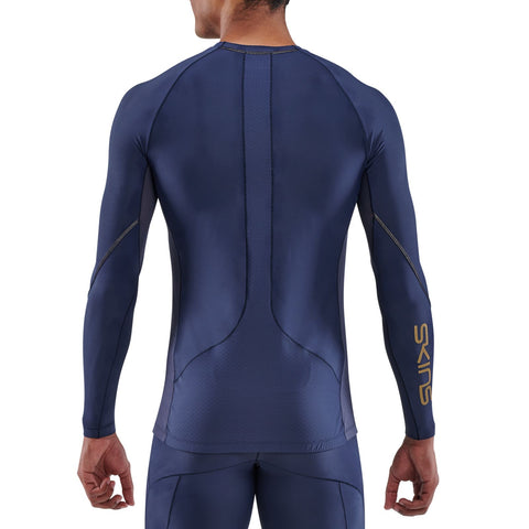 SKINS SERIES-5 MEN'S LONG SLEEVE TOP NAVY BLUE