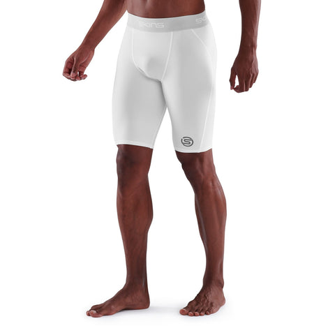 SKINS SERIES-1 MEN'S HALF TIGHTS WHITE