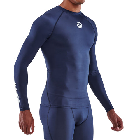 SKINS SERIES-1 MEN'S LONG SLEEVE TOP NAVY BLUE