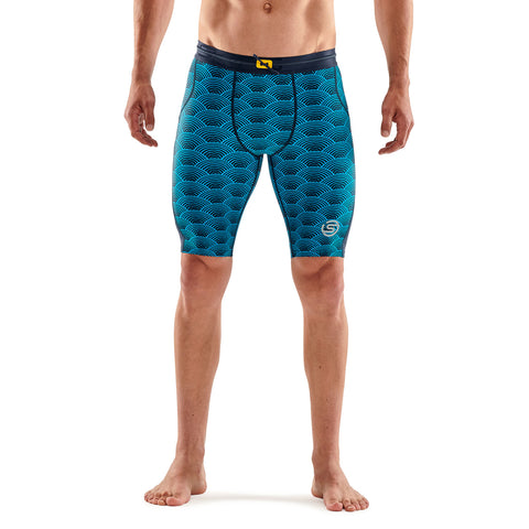 SKINS SERIES-3 MEN'S HALF TIGHTS BATTLESHIP WAVE