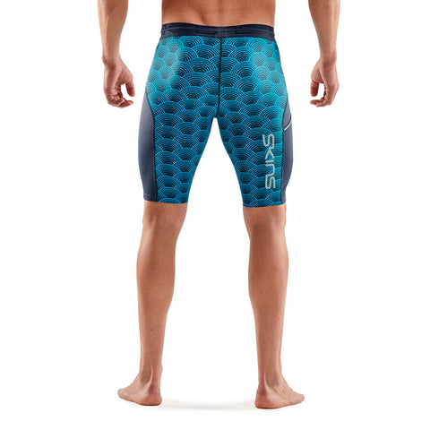 SKINS SERIES-3 MEN'S HALF TIGHTS BATTLESHIP WAVE