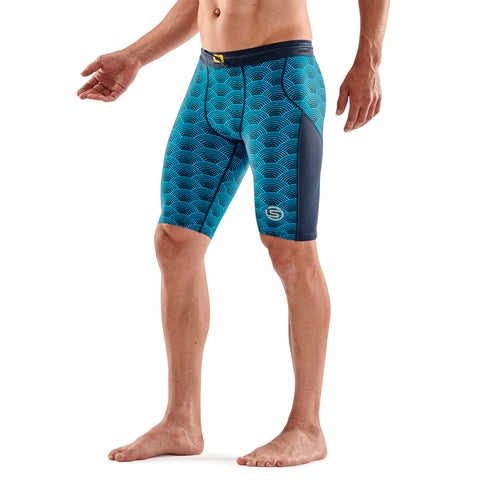 SKINS SERIES-3 MEN'S HALF TIGHTS BATTLESHIP WAVE