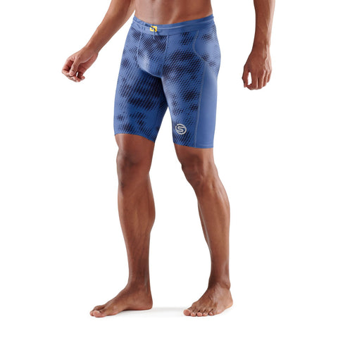 SKINS SERIES-3 MEN'S HALF TIGHTS CAMO BLUE