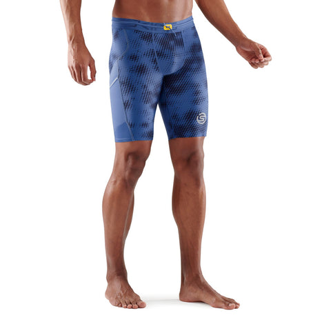 SKINS SERIES-3 MEN'S HALF TIGHTS CAMO BLUE