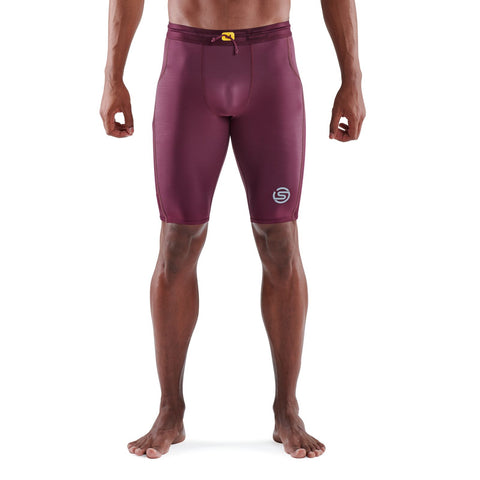 SKINS SERIES-3 MEN'S HALF TIGHTS BURGUNDY