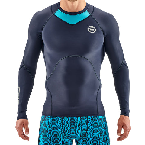 SKINS SERIES-3 MEN'S LONG SLEEVE TOP NAVY CYAN