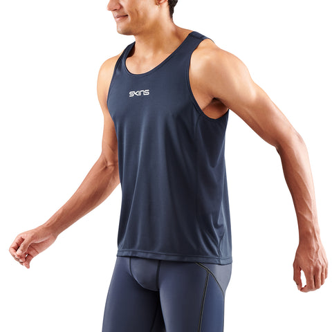 SKINS SERIES-3 MEN'S RUNNING SINGLET NAVY BLUE