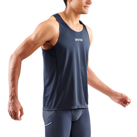 SKINS SERIES-3 MEN'S RUNNING SINGLET NAVY BLUE