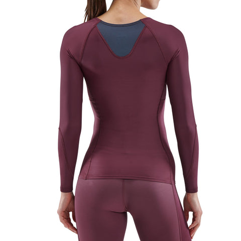 SKINS SERIES-3 WOMEN'S LONG SLEEVE TOP BURGUNDY