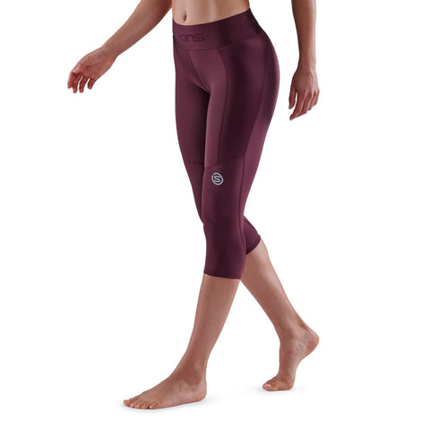 SKINS SERIES-3 WOMEN'S THERMAL 3/4 TIGHTS BURGUNDY