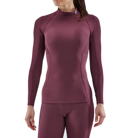 SKINS SERIES-3 WOMEN'S THERMAL LONG SLEEVE TOP BURGUNDY