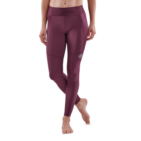 SKINS SERIES-3 WOMEN'S THERMAL LONG TIGHTS BURGUNDY